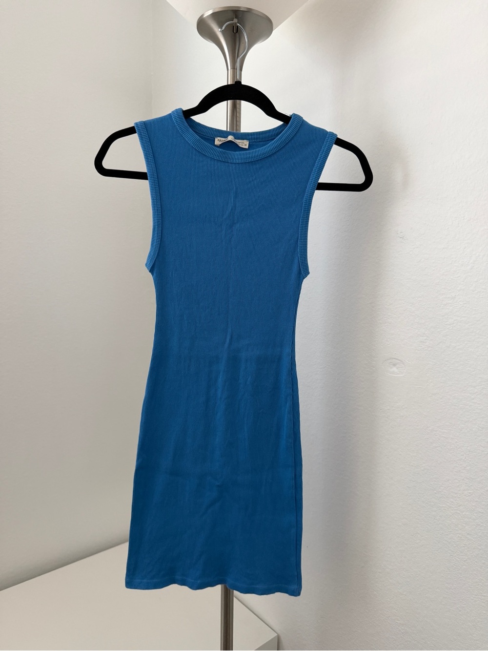 Pull&Bear Bright Blue Ribbed Sleeveless Mini Dress